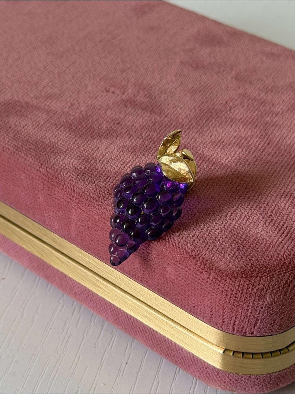 Vintage Avon Purple Grape Cluster Brooch – Gold Tone